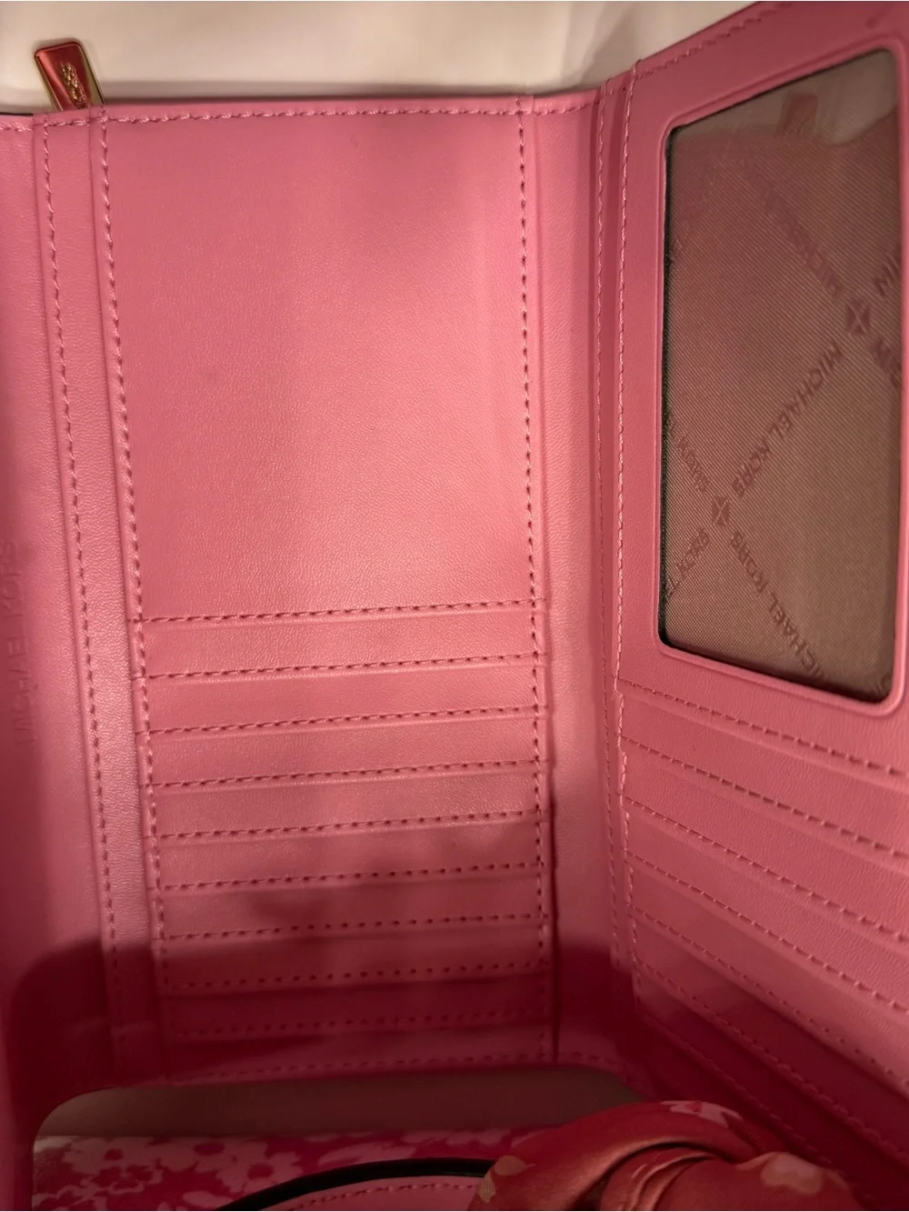 Michael Kors Pink Floral Satchel with Gold Hardware